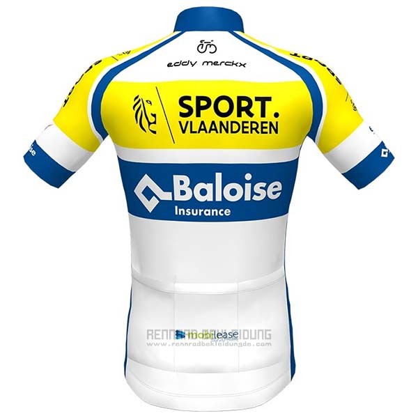 2020 Fahrradbekleidung Sport Vlaanderen-baloise Wei Gelb Blau Trikot Kurzarm und Tragerhose